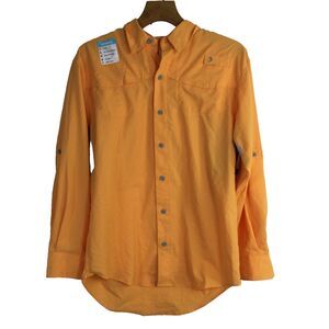 Reel Legends Mens Mariner Opti-Wick UPF Button-Up Fishing Shirt Orange Size S